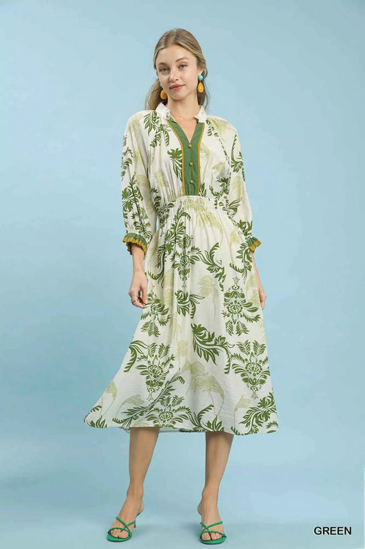 Tropical Print Button Detail Midi Dress d8c99203-f632-466e-aaef-a8cae09bd769-Max-Origin