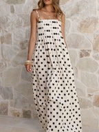 Polka Dot Pleated Detail Maxi Dress d8cd2f12-8d9e-448e-b3ec-941c423ba1b3-Max
