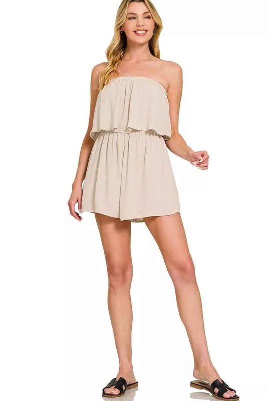 Woven Crinkle Strapless Rompers d8ce44482f604eef8b9bcad34574eb5d-Max-Origin