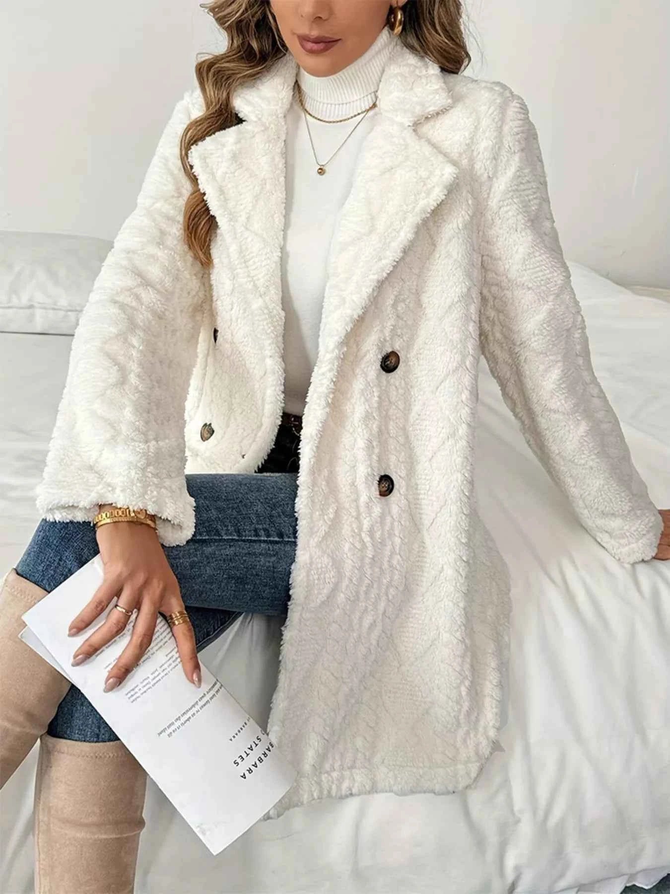 Fleece Double-Breasted Longline Coat d8d3494fd6d24b8a9d31745d94e19d3e-Max-Origin