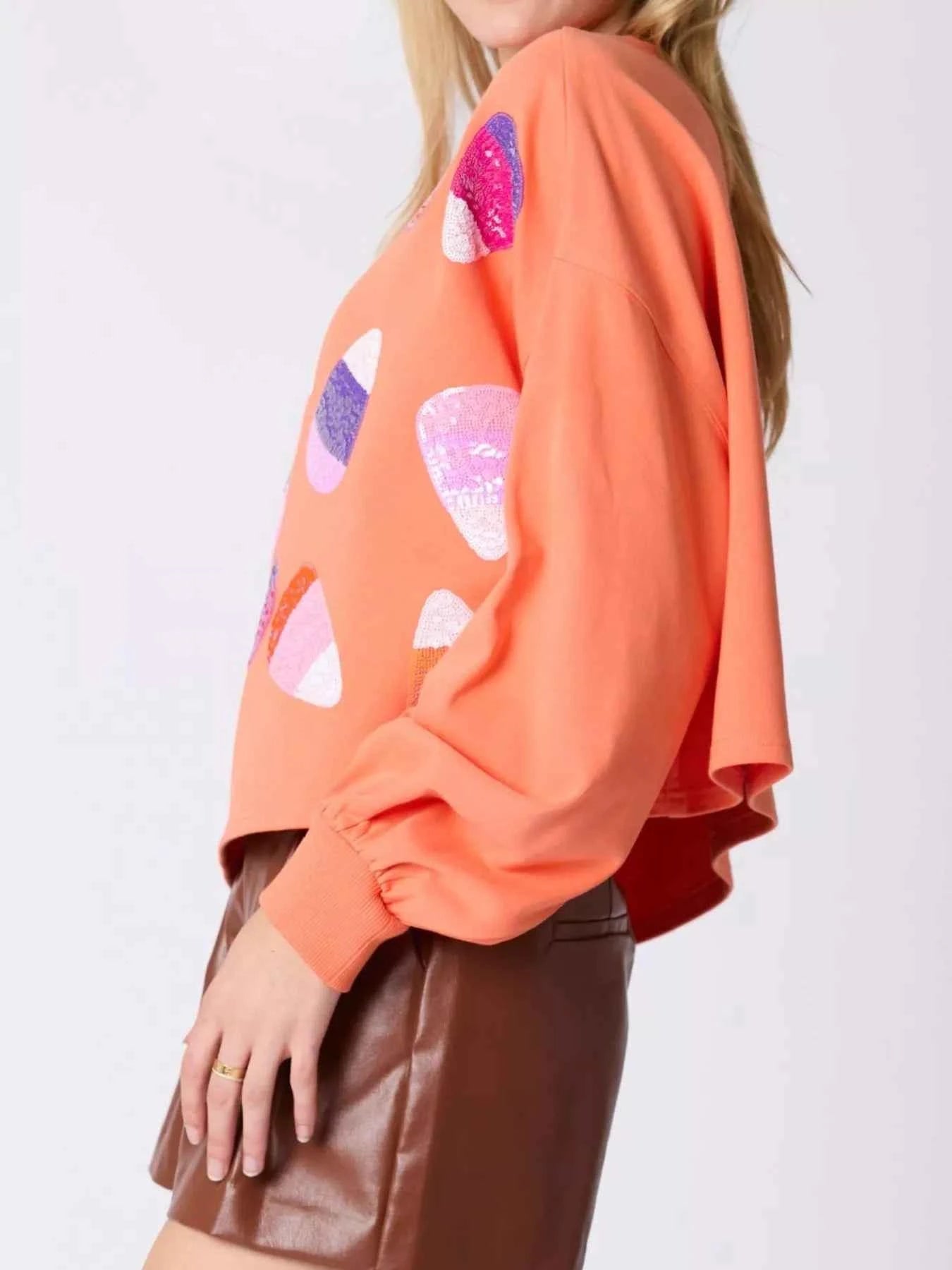 Halloween Candy Sequin Long-Sleeve Sweatshirt d8e27418-7bcb-40b7-9c15-53059de96ca8-Max-Origin