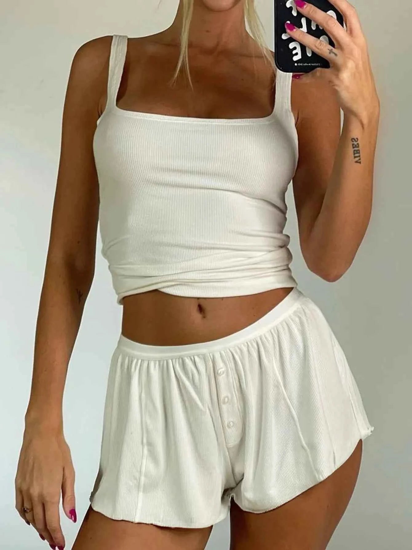 Square Neck Tank and Shorts Set White d8e68f3f-e1cf-4cbf-a56f-a007bc5bcb35-Max-Origin