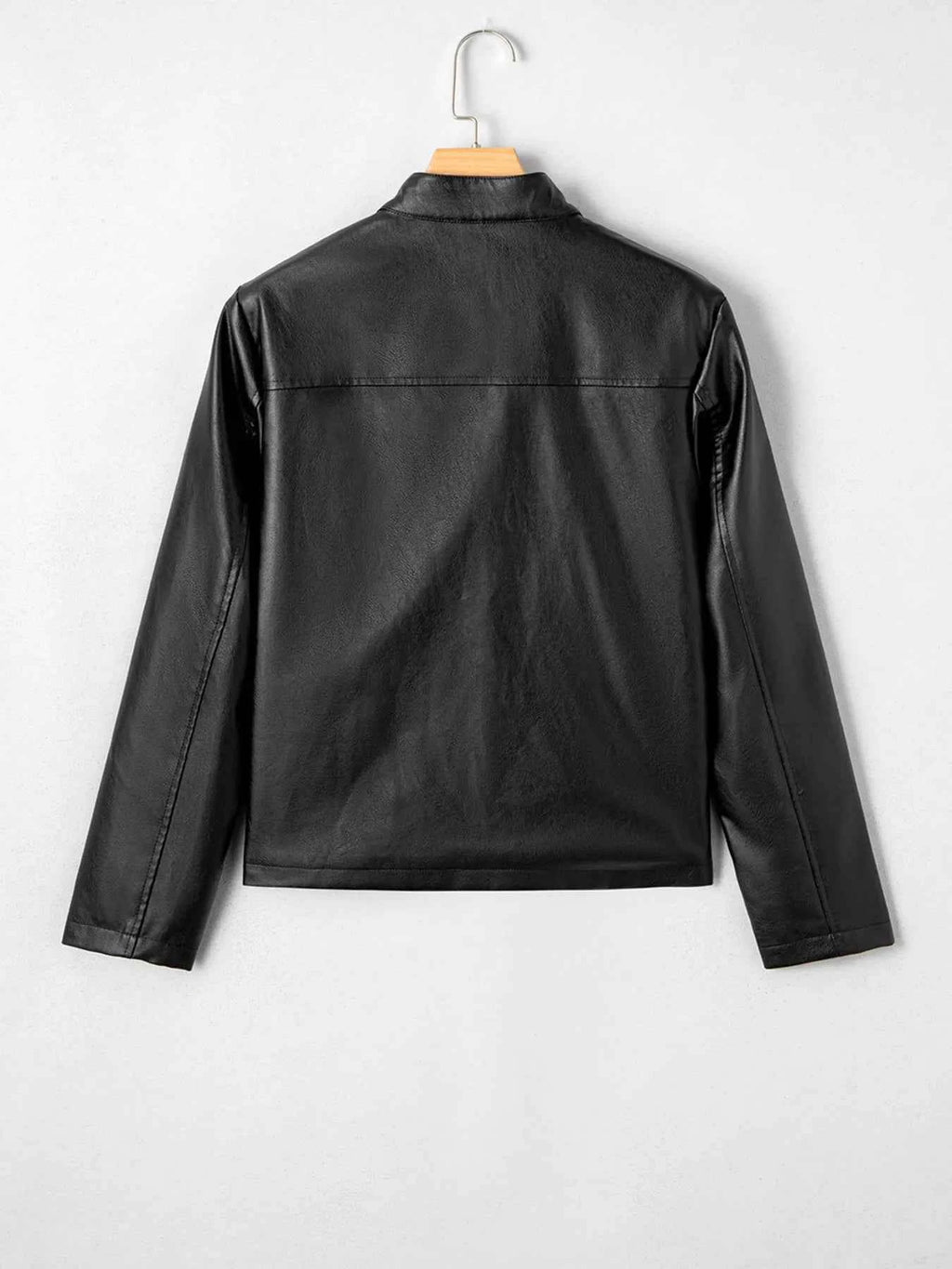 Faux Leather Buttoned Front Boxy Jacket d8f094eec62c4484a33d62ec973c0056-Max-Origin