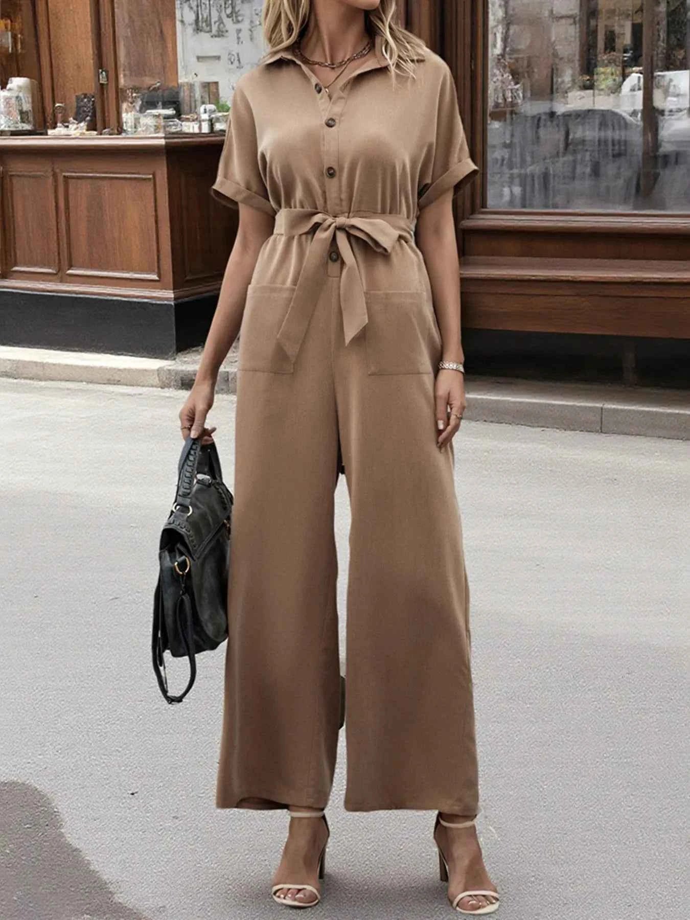 Short Sleeve Wide Leg Jumpsuit Taupe d8f3b23e6d564c31b2f4214b843e611b-Max-Origin