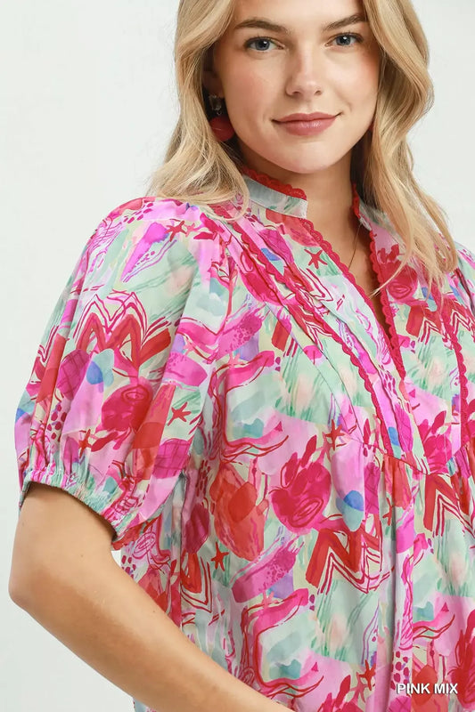 Abstract Print Puff Sleeve Top d8fae33b-4576-4443-842e-df528f53781a-Max-Origin