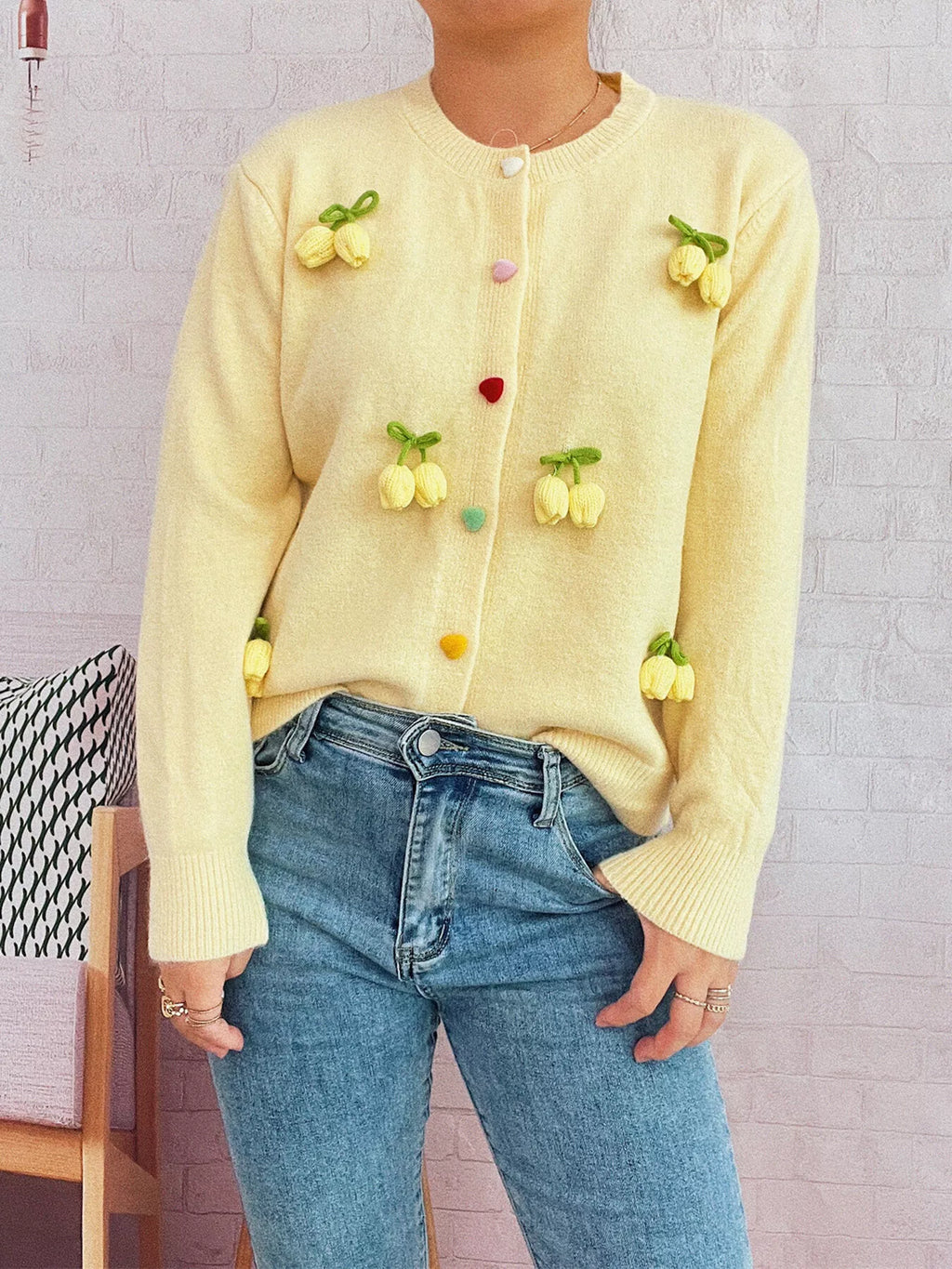 Flower Button Up Long Sleeve Cardigan d90c14d1ab174b62ba86f5627d4c832d-Max-Origin