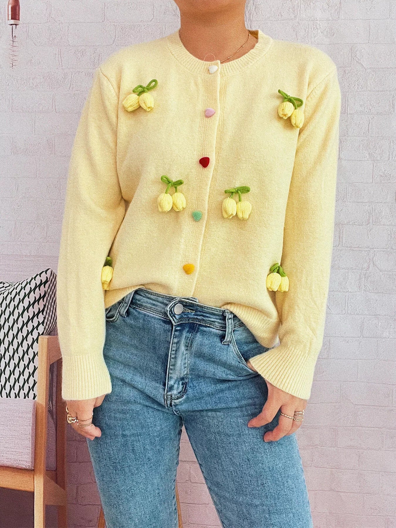 Flower Button Up Long Sleeve Cardigan d90c14d1ab174b62ba86f5627d4c832d-Max-Origin