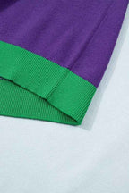 Mardi Gras Tinsel Embroidered Short Sleeve Sweater d910edc6-f04e-483d-b6ff-43b7ea168883