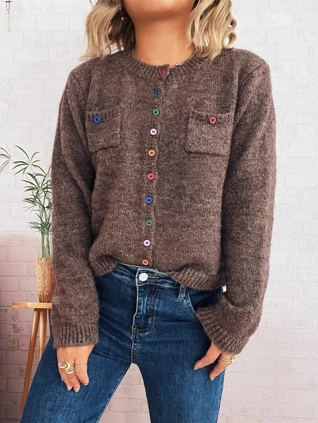 Button-Up Ribbed Hem Cardigan with Chest Pocket d9151b0c9b154527ac0b8dc0eaeeaf13-Max-Origin