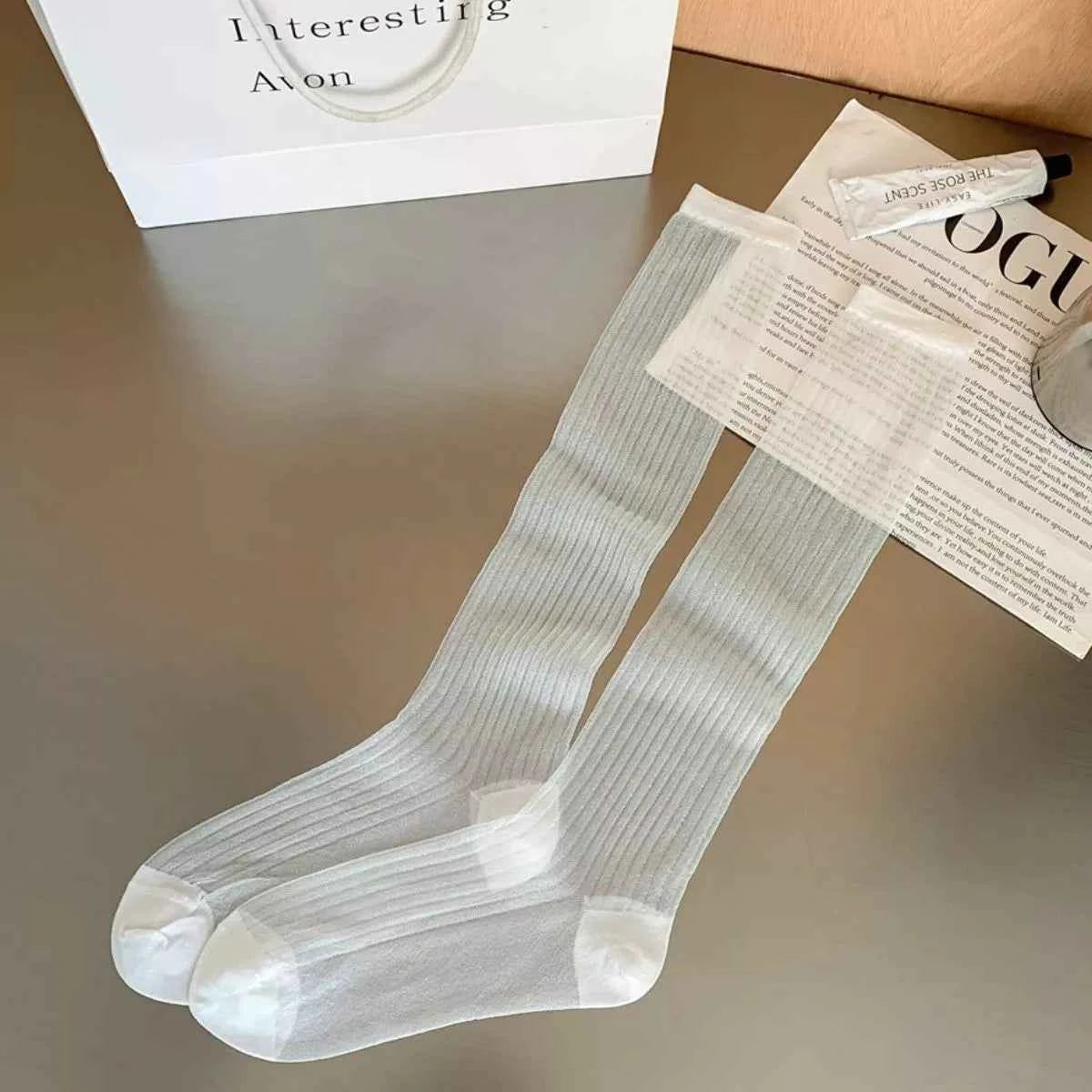Knee-High Scrunch Socks White One Size d917cd2b-82fd-4053-b704-75cc2887e01a-Max-Origin