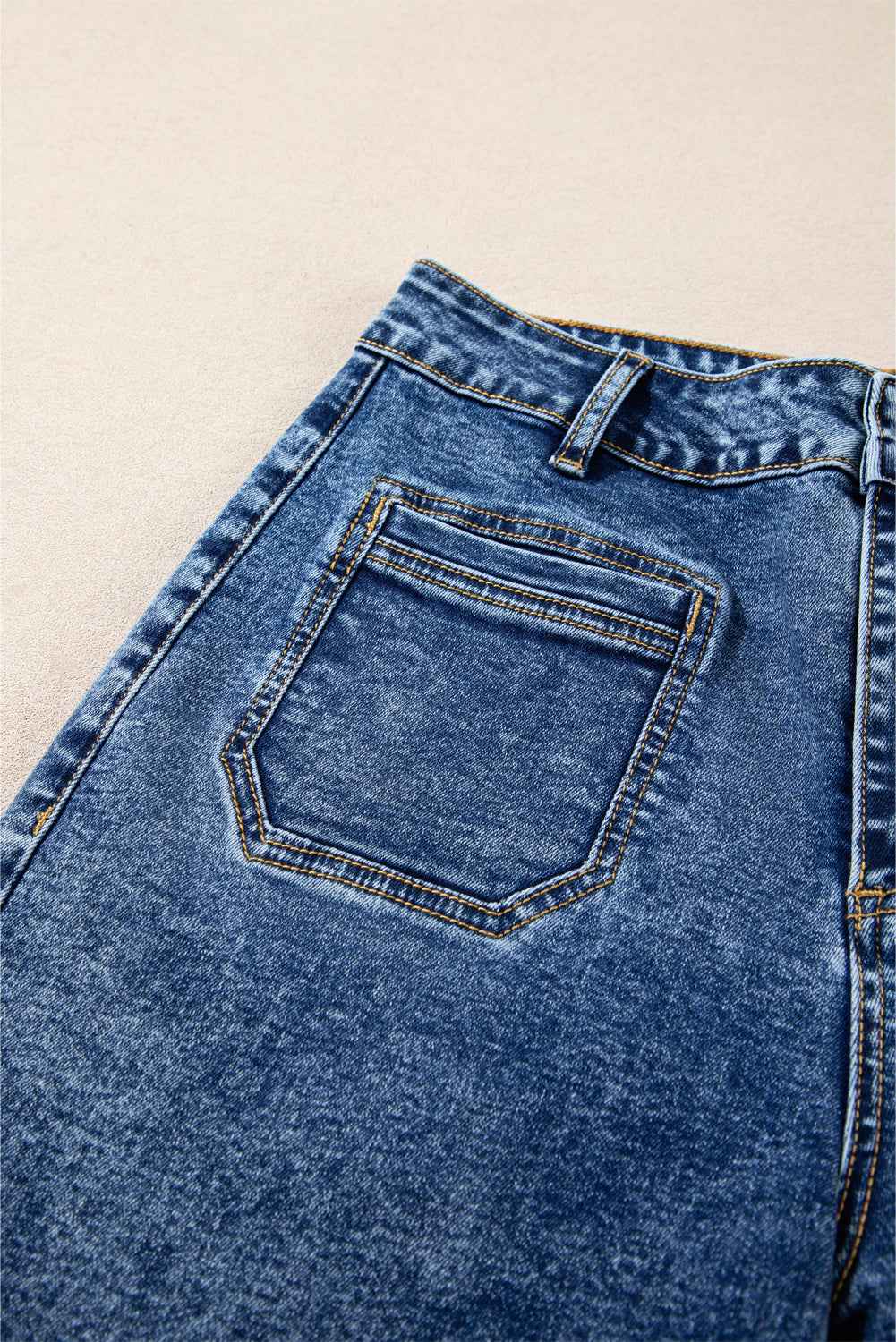 Sky Blue Chic Patch Pocket Straight Leg Loose Jeans d91ae97bd99918a7