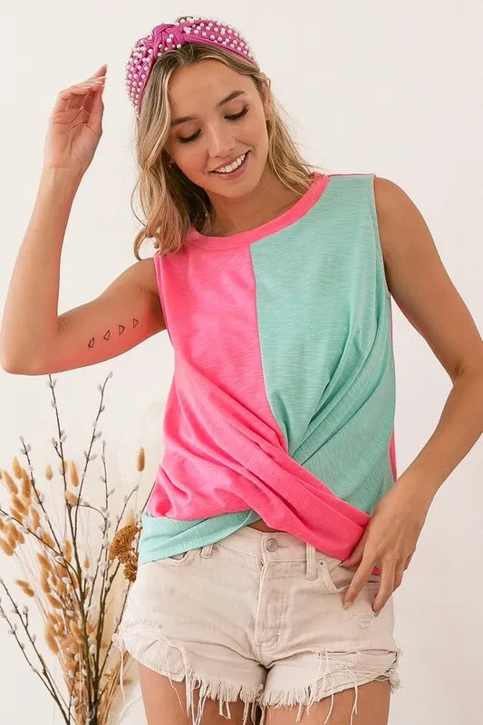 BiBi Slub Terry Color Block Twisted Top N.PINK N.MINT d91bd496085a41e7ba45eea5996f782e-Max-Origin