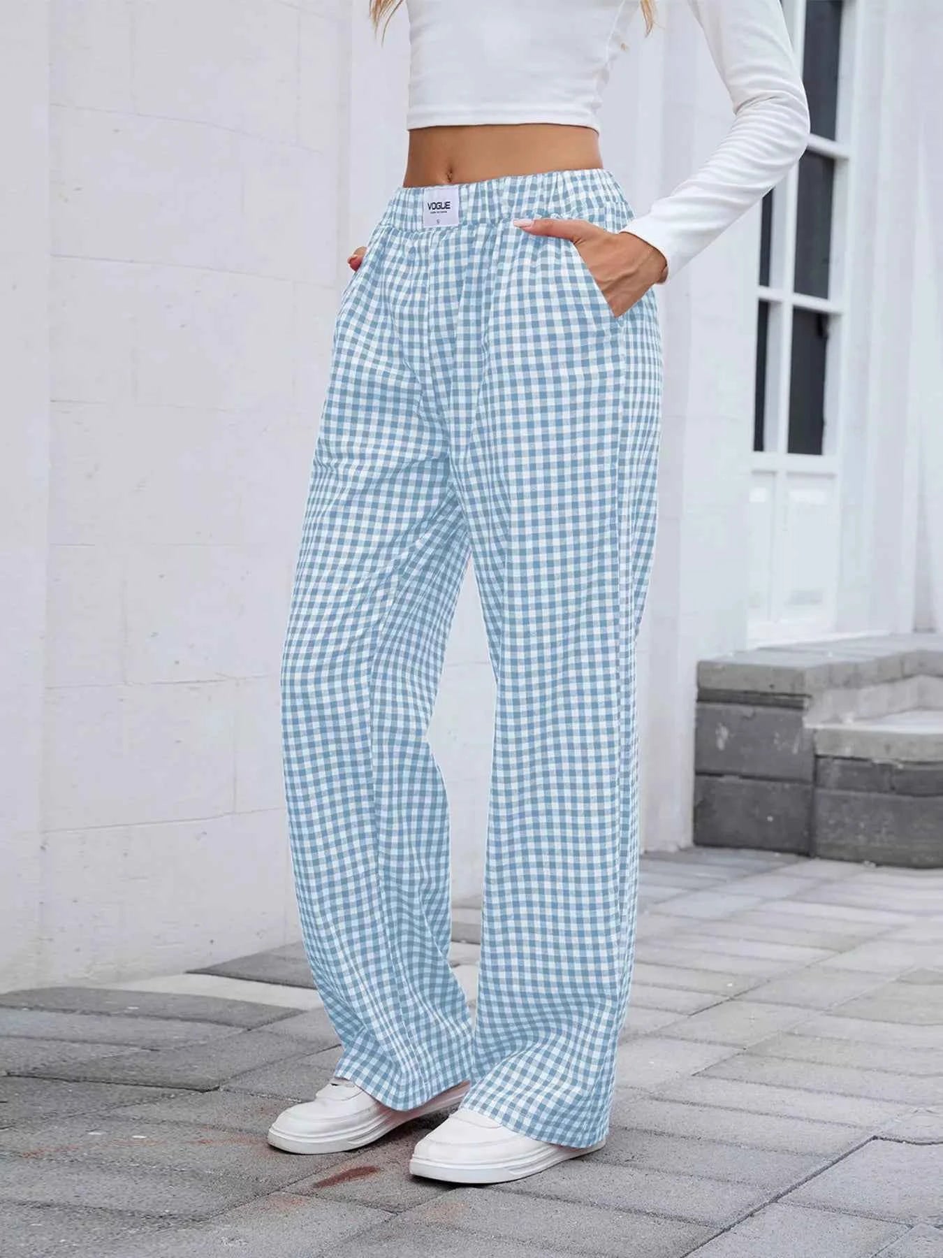 Plaid Wide Leg Casual Pants d9256236d76947bbbf1d983fdb4d7806-Max-Origin