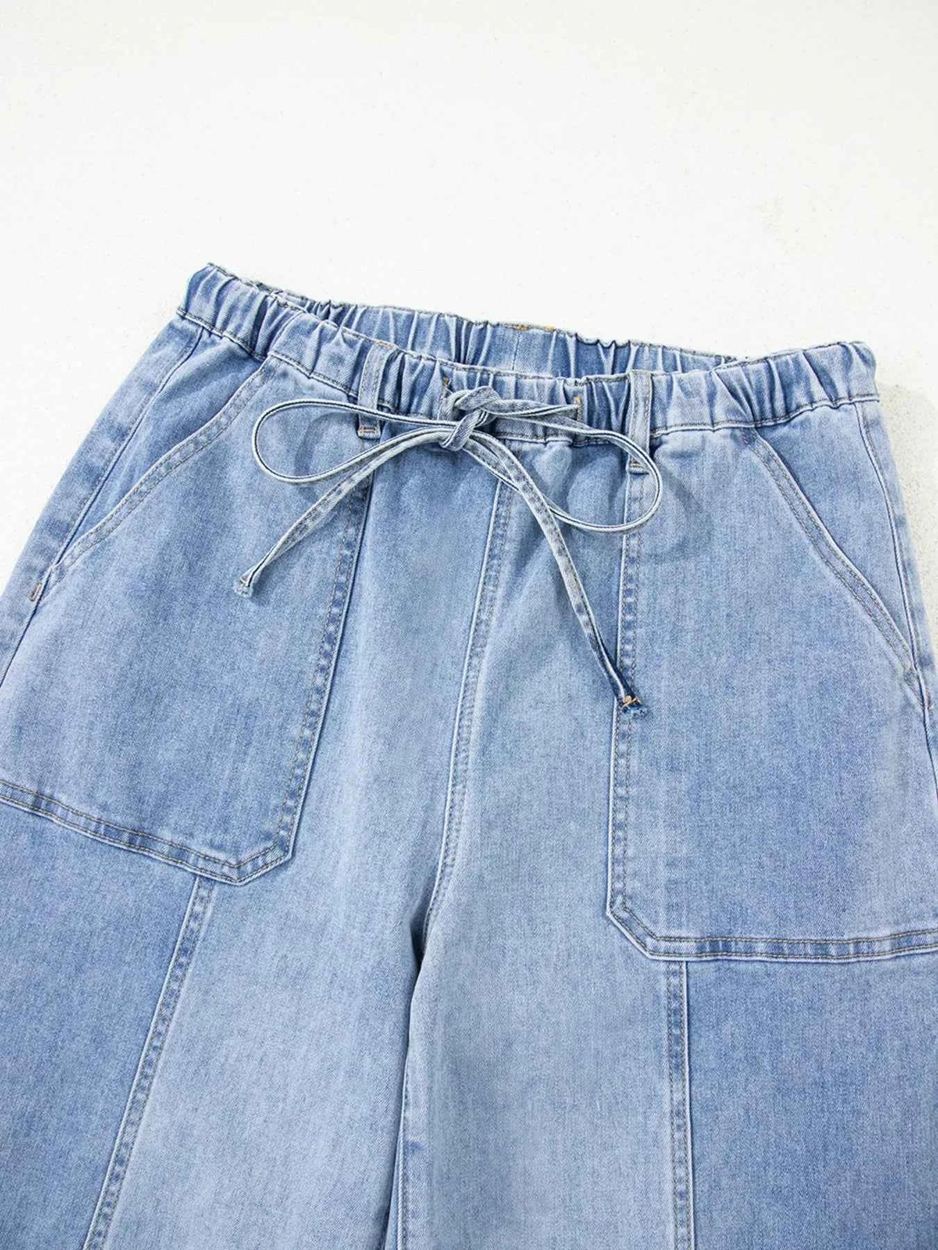 Wide Leg Drawstring Raw Hem Jeans d92a2b8b1b614ff1998c41978ef8eef7-Max-Origin