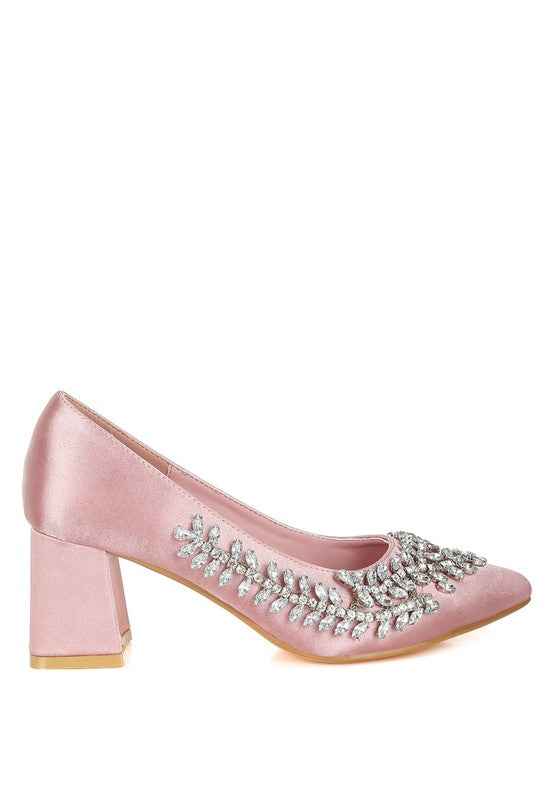 Abatina Satin Diamante Embellished Pumps d92d47fa-7d9a-44f7-a2e0-859027c99603
