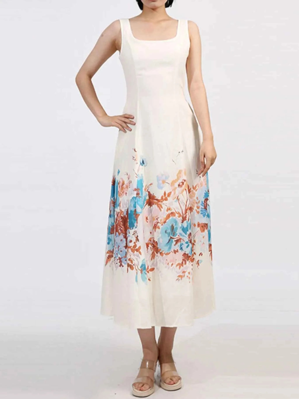 Cutout Back Printed Square Neck Dress d9355a1f-b57d-47c5-98af-c111aacf5c75-Max-Origin