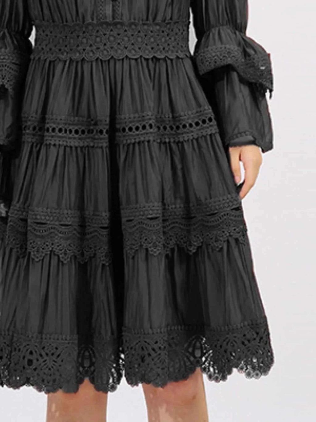 Ruffle Lace Trim Long Sleeve Dress d93b3c8d-d1c7-4090-aa9e-7bb42657fe4d-Max-Origin