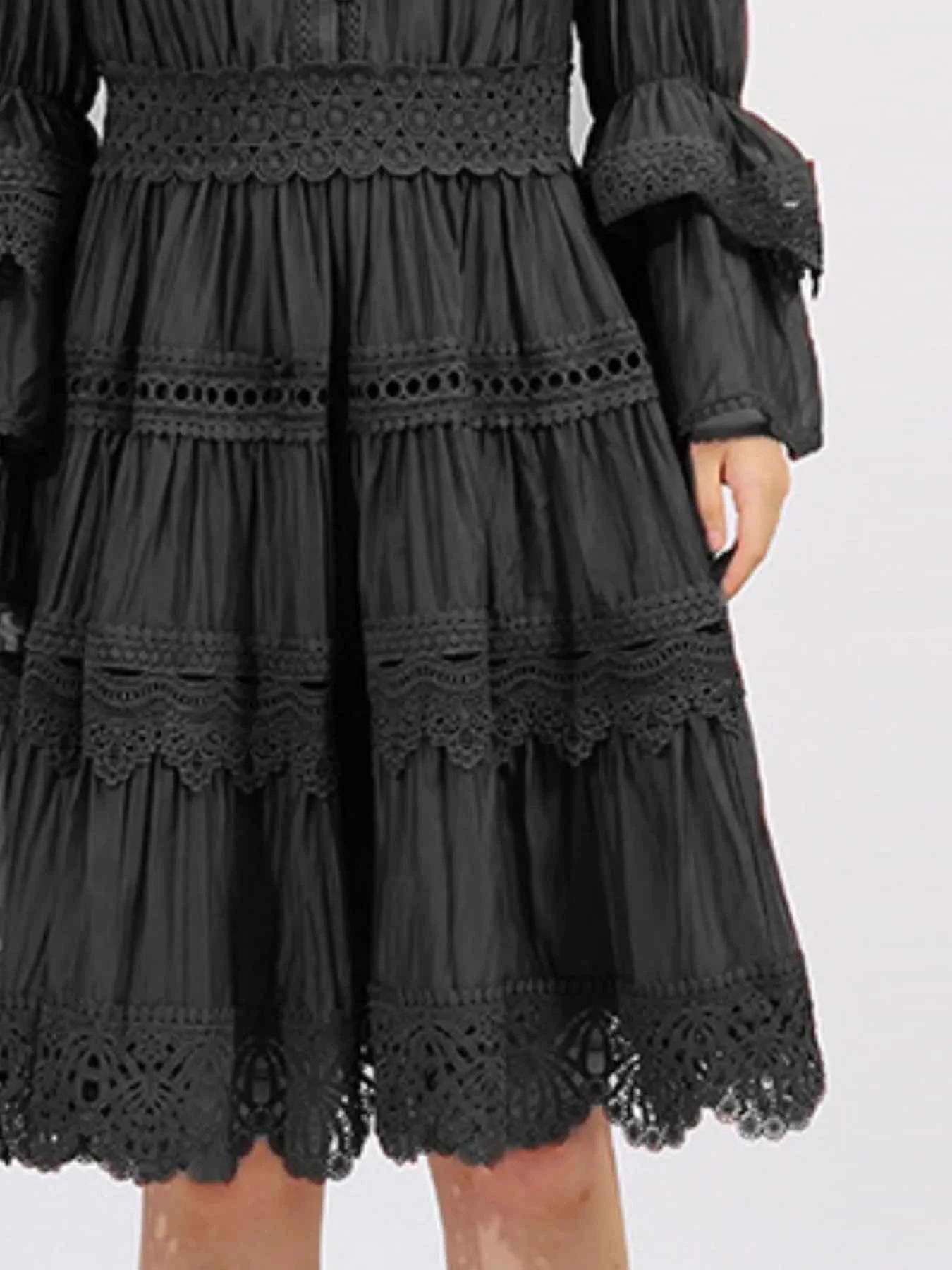 Ruffle Lace Trim Long Sleeve Dress d93b3c8d-d1c7-4090-aa9e-7bb42657fe4d-Max-Origin