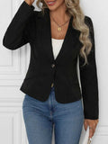 Single Button Slim Long Sleeve Blazer Black d93dee97d6394ede8d3a9d3a272ccbcf-Max-Origin