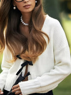 Tie Front Knit Cardigan White d957f0a015df41ce93339a11ff011fa1-Max-Origin