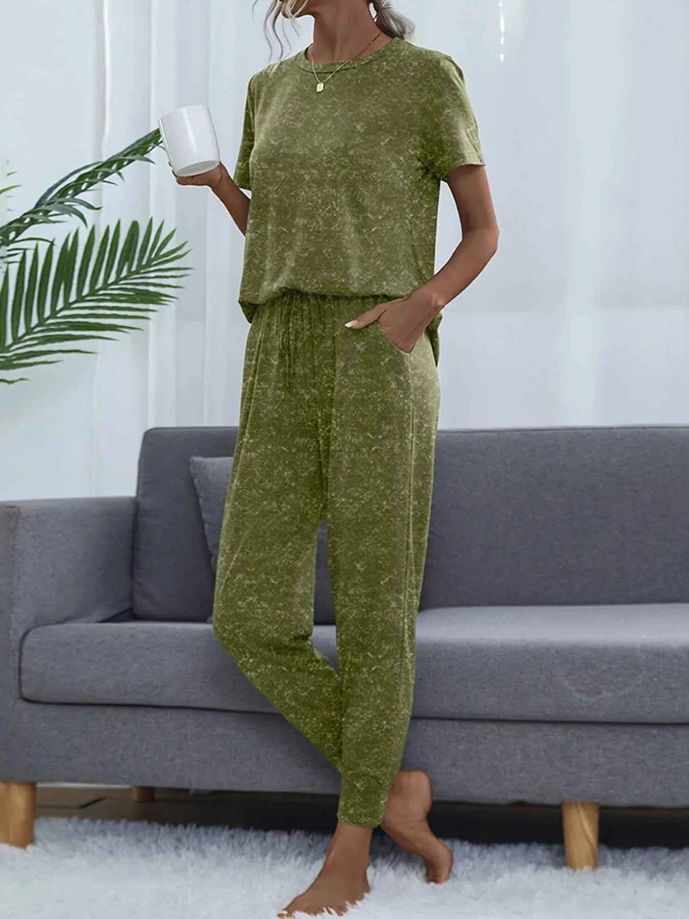 Round Neck Short Sleeve Top and Pants Lounge Set d95abe7d6e25477eac3932f5801bb56d-Max-Origin
