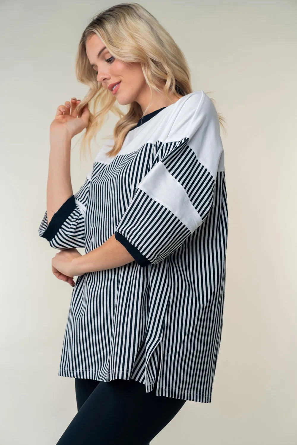 White Birch Full Size Striped Contrast Round Neck Top d95f3941-f053-4f05-9695-7be0eeed48b6-Max