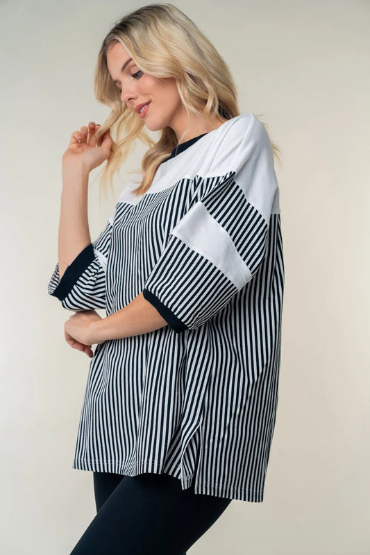 White Birch Full Size Striped Contrast Round Neck Top d95f3941-f053-4f05-9695-7be0eeed48b6-Max