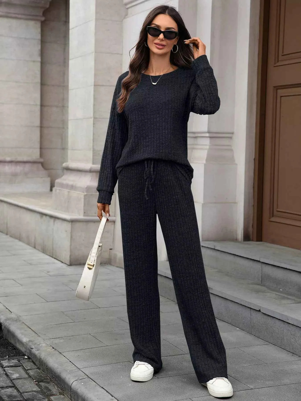 Ribbed Round Neck Top and Pants Set d9752ebc3784496daf2de8f2ecaeb672-Max-Origin