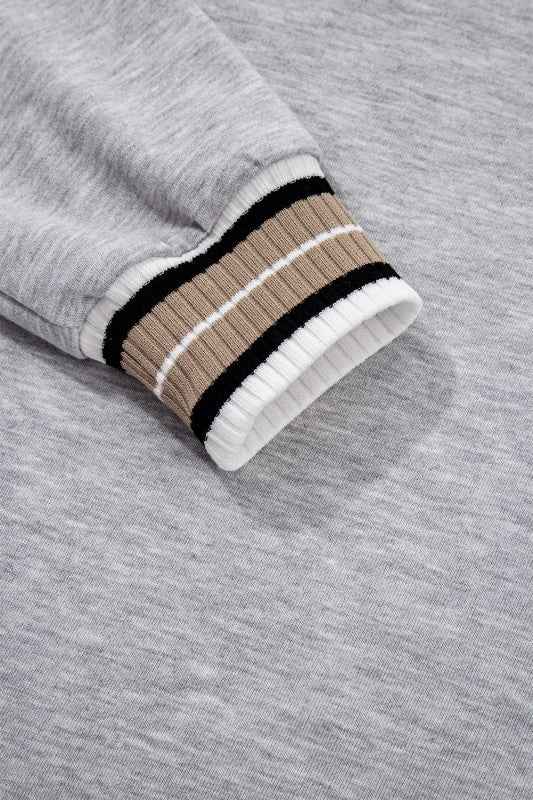 Varsity Contrast Stripe Trim V-Neck Sweatshirt d9796c0b-4dc8-42d4-94dd-cec713e1f1ea
