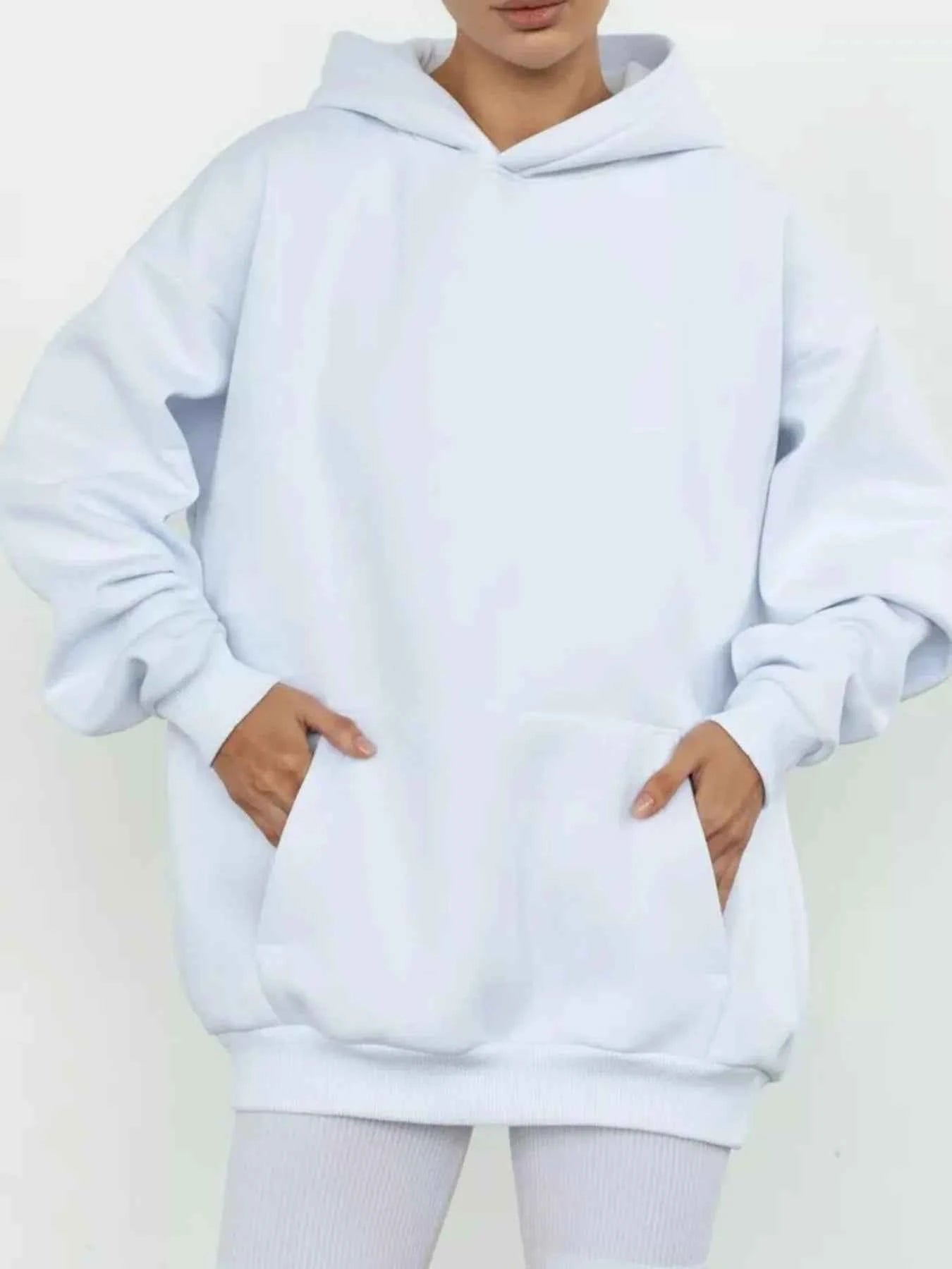 Kangaroo Pocket Long Sleeve Hoodie White d9854f26-ea60-4dd6-bf4e-45c8d9850014-Max-Origin