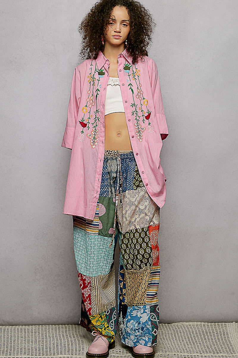 POL Floral Embroidered Half Sleeve Cotton Shirt d98e9263-1d13-40c4-913d-ea3e3f4e16e1-Max