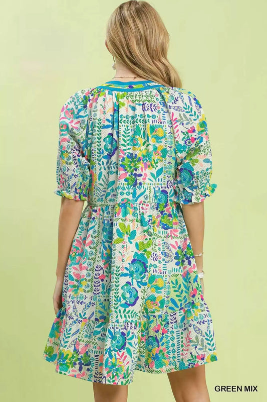 Mix Botanical Print Puff Sleeve Tiered Dress d99ac8e6-8c5b-490e-bed4-d40f488c7854-Max-Origin