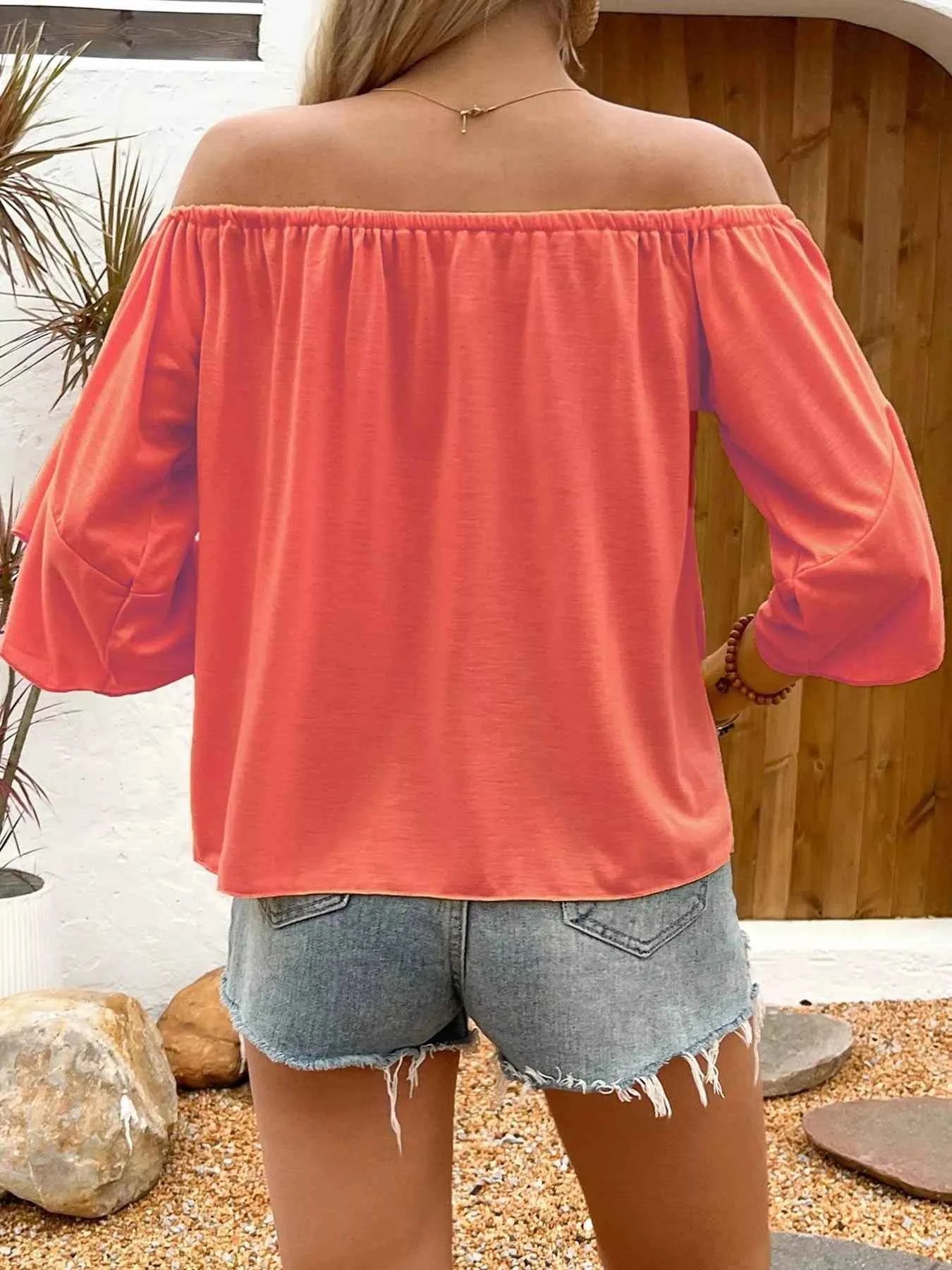 Off-Shoulder Tie-Front T-Shirt d9a37996d87d47c18408744cc00ae9cd-Max-Origin