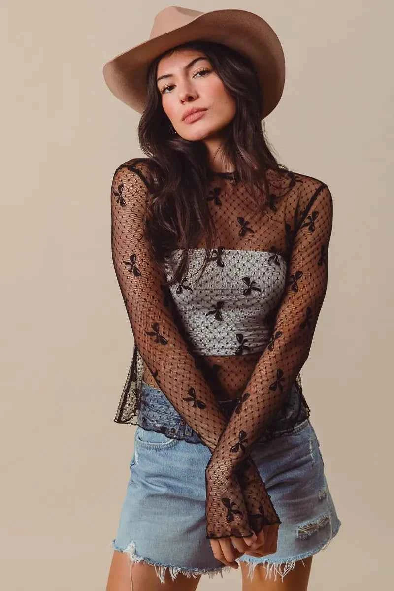 SO ME Bow Ribbon Pattern Sheer Lace Top d9a51c2d23f848e69311f9016fc2fdb8-Max-Origin