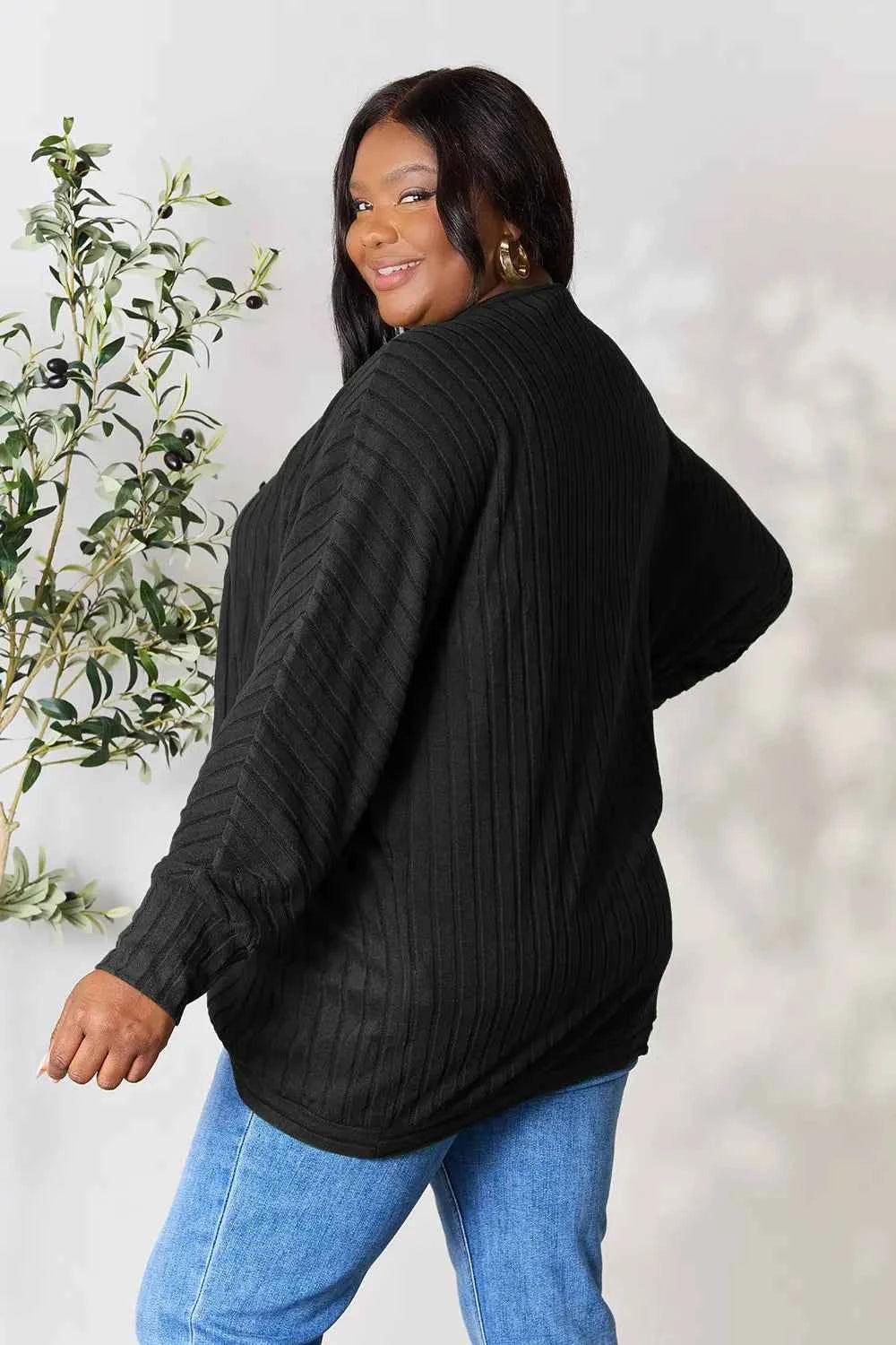Basic Bae Full Size Ribbed Cocoon Cardigan d9a918cd2bf54de9b397036cb01a5281-Max