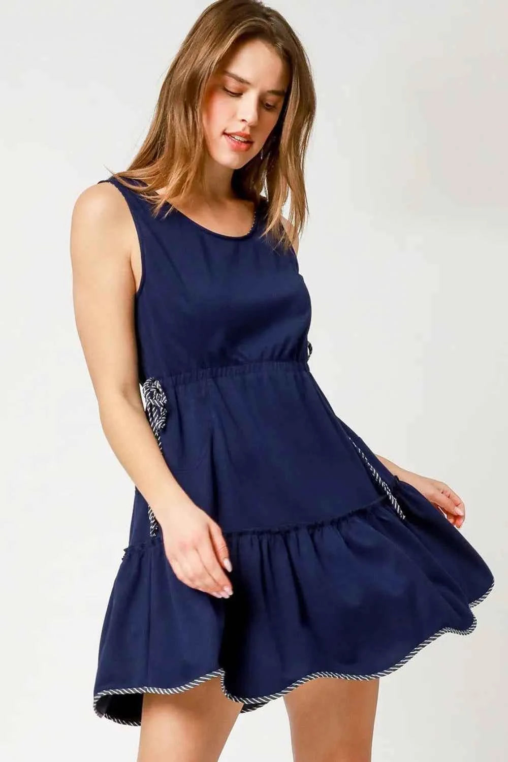 Umgee Frill Drawstring Waist Round Neck Mini Tank Dress d9bba13b-450b-48bd-bf14-63c19174505d-Max-Origin