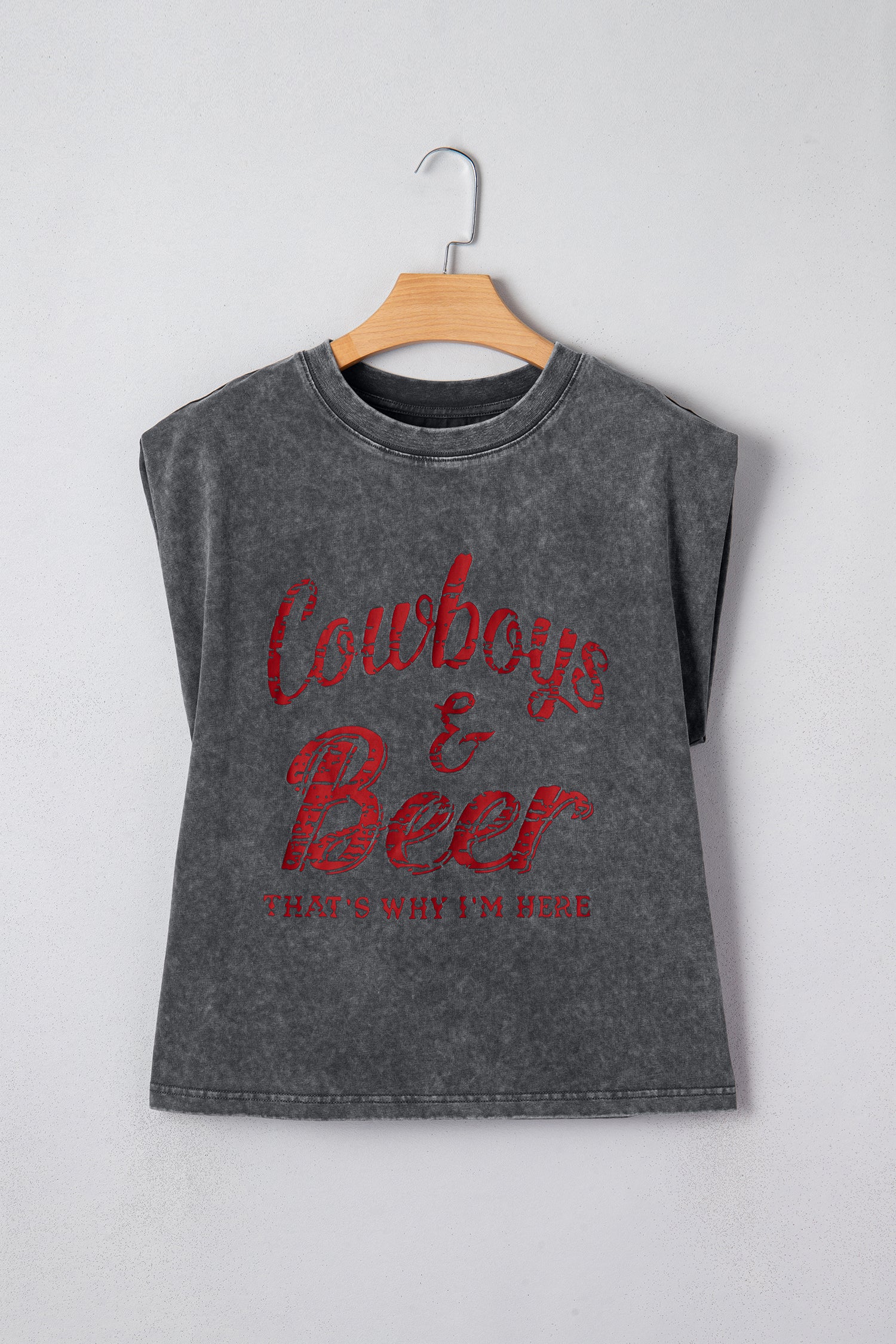 Sleet Cowboy & Beer Western Graphic Mineral Wash Tank Top d9bc17c93eaf2873