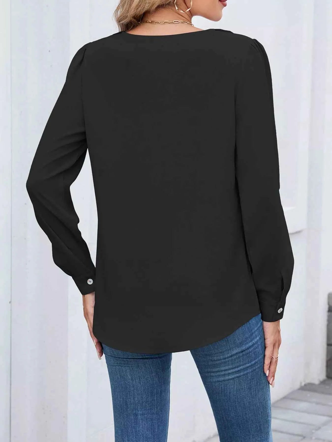 Ruffled V-Neck Long Sleeve Blouse d9be93ae-f633-49e1-91ca-184817c5f9dd-Max-Origin