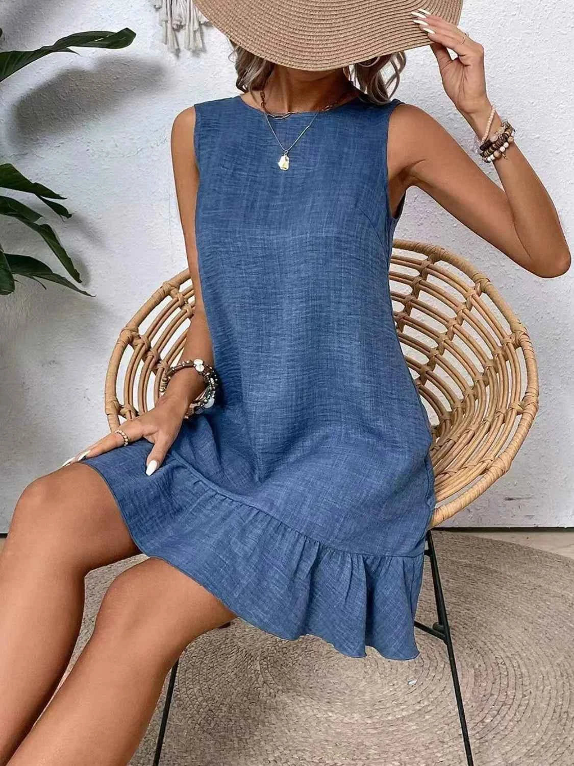 Ruffled Hem Round Neck Sleeveless Dress d9da0cdc-8c05-44af-91dc-a30cf9f16e0b-Max-Origin