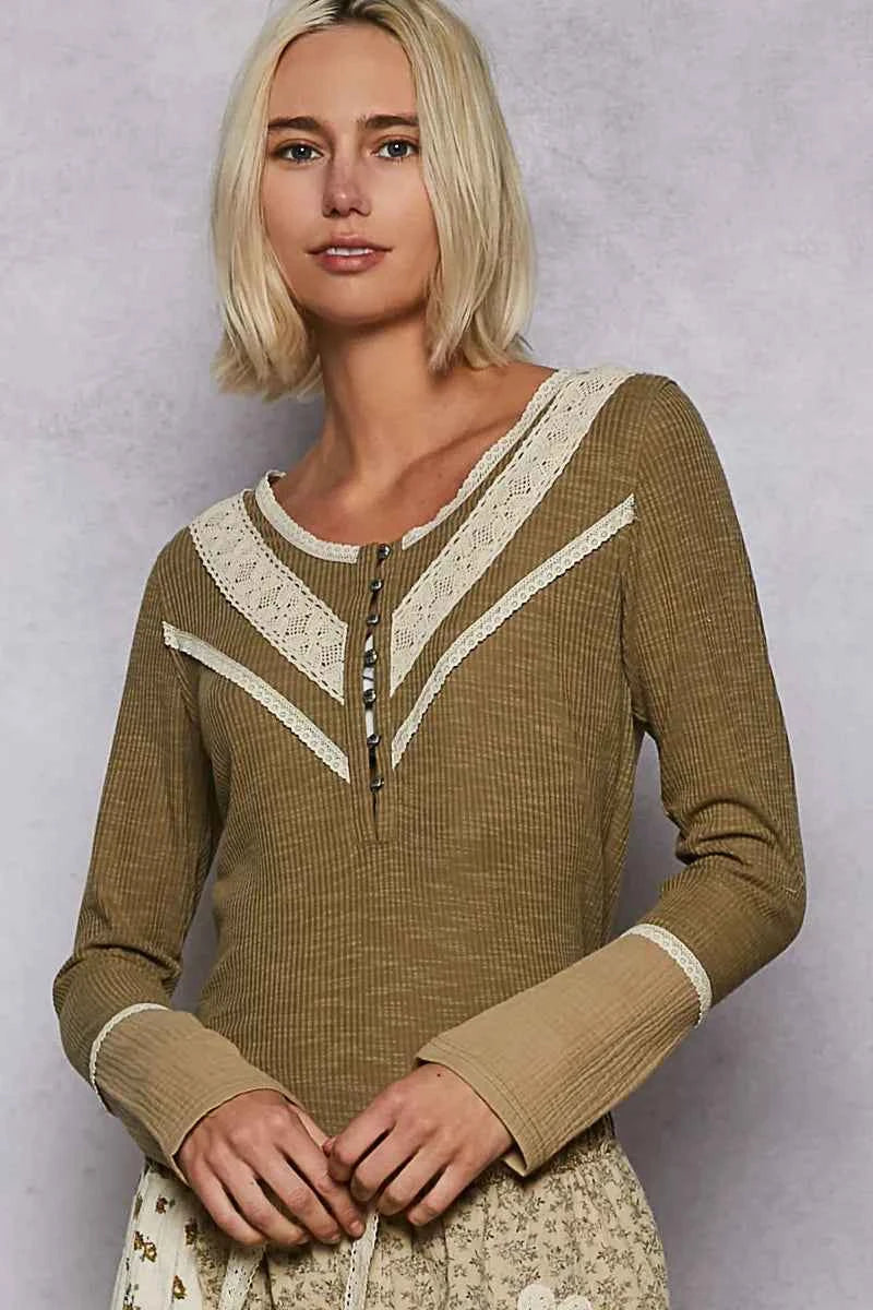 POL Ribbed Half Button Lace Detail Knit Top d9e4580e-f8b5-4242-8bff-513a8aaefe16-Max-Origin