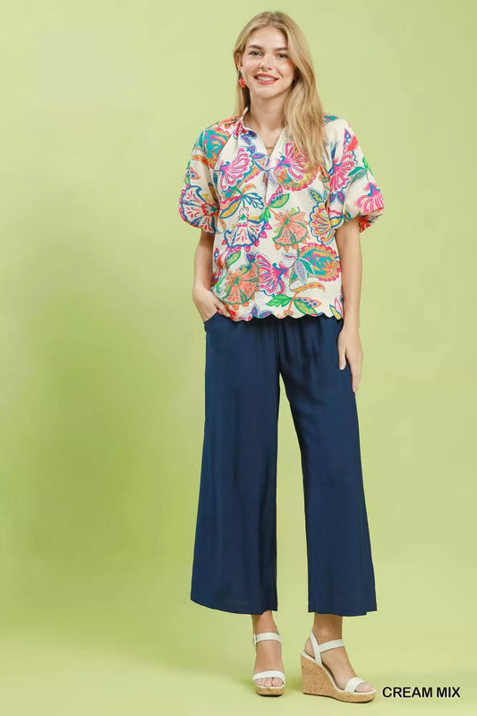 Mix Floral Print Scallop Hem Blouse d9efd590-4df5-48d9-84f0-c4d95d3328ec-Max-Origin