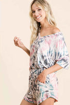 BiBi Tie Dye Print Terry V Neck Top With Contrast da09fc1a4b424d7e82d1a2cd347a6c27-Max-Origin