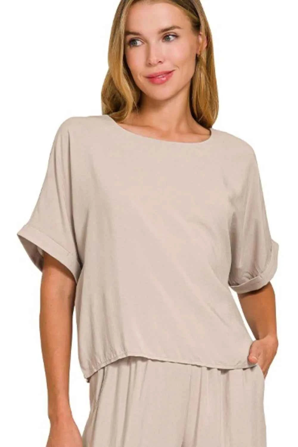 Zenana Round Neck T-Shirt and Wide Leg Pants Set da166126-939c-477f-8a43-757d1ca71b84-Max-Origin