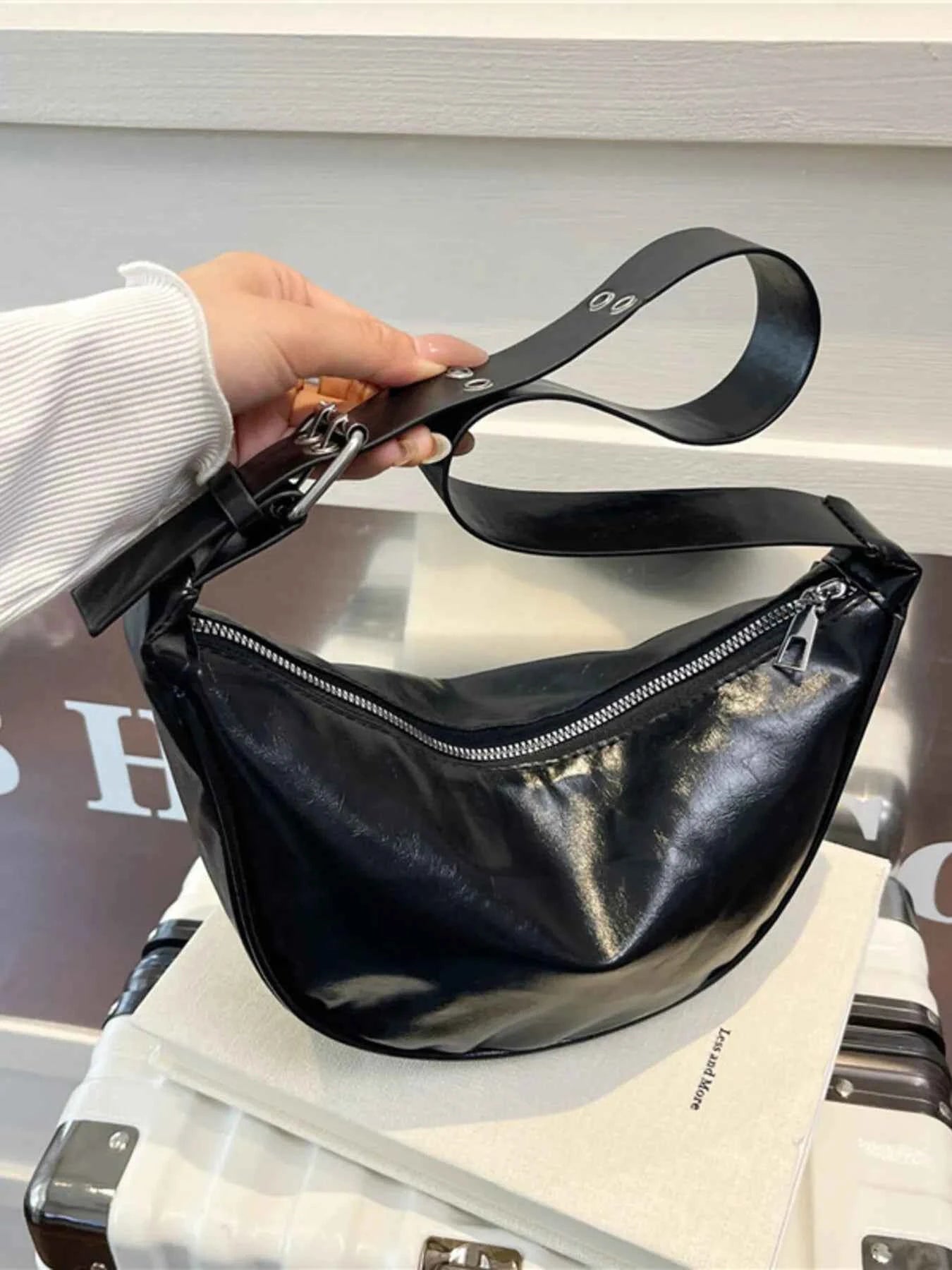 Adjustable Strap Shoulder Bag Black One Size da172dbab0604b35909f8bcdf57ab750-Max-Origin