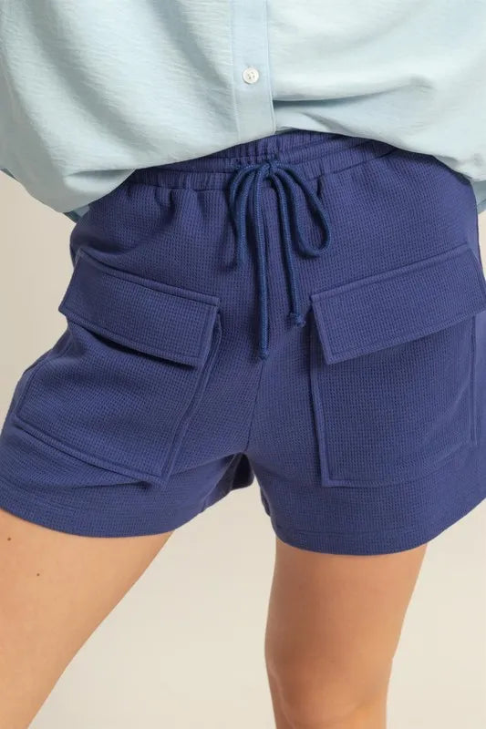 Drawstring Waffle Knit Front Pocket Shorts da1a5008-5496-4aa6-b24a-6c56ffca1de2-Max