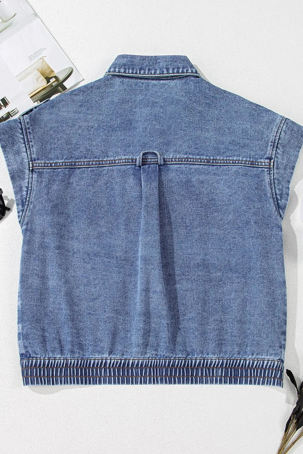 Button Up Cap Sleeve Denim Jacket da20f441-d38f-41a8-a02c-8f2a76cb9762-Max-Origin