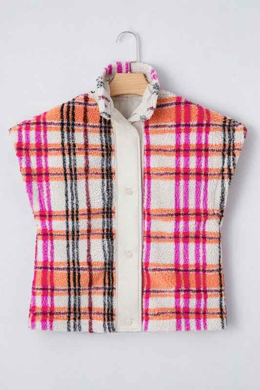 Plaid Sherpa Buttoned Jacket Vest da2cb853-4913-48e0-bb53-bc59b48a0950