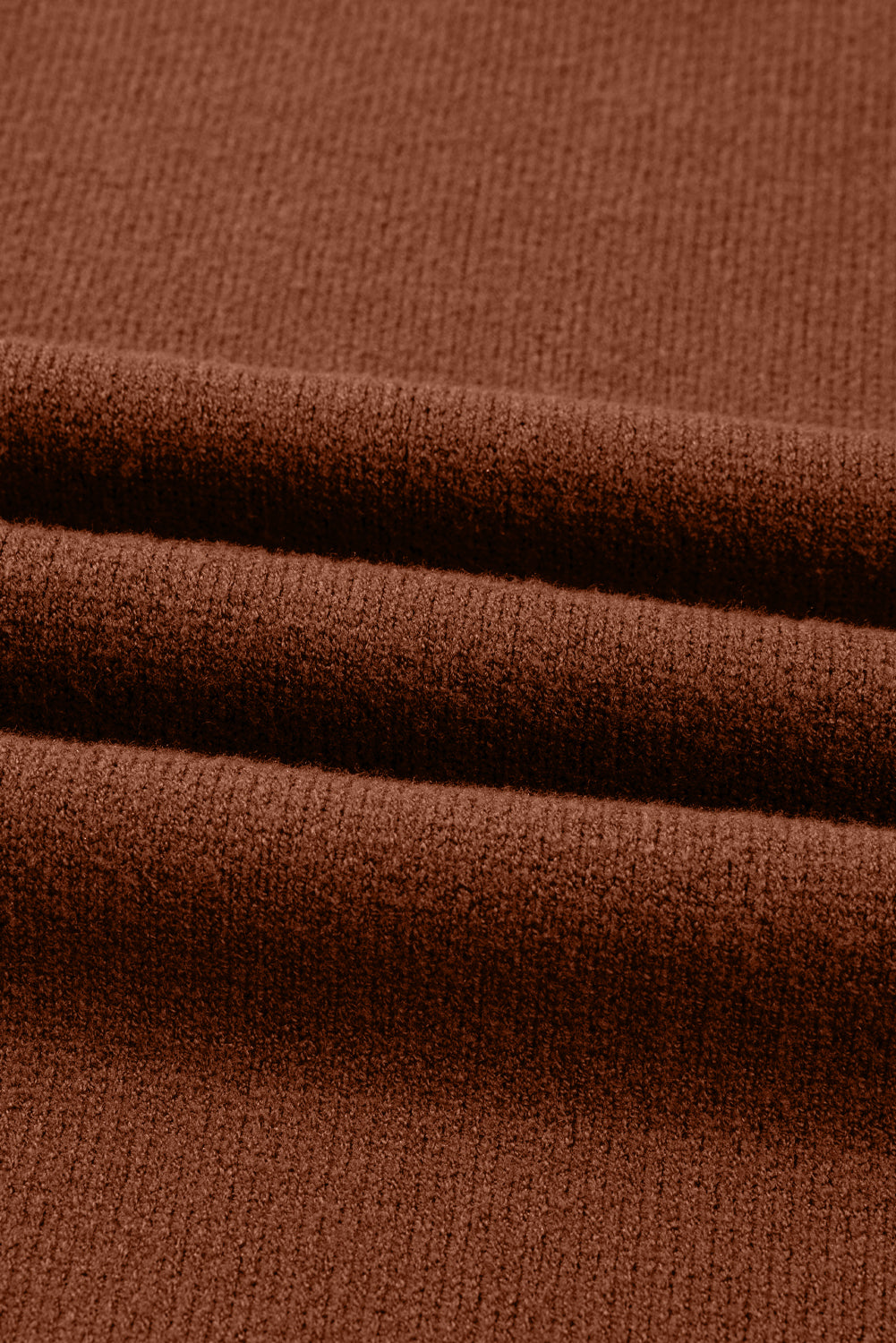 Chestnut Ribbed High Neck Front Pockets Center Seam Shift Sweater Dress da2db20c629ec744