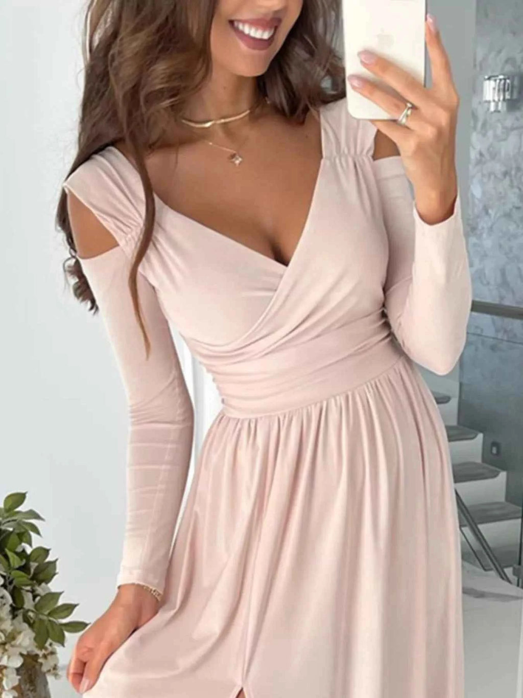 Slit Surplice Cold Shoulder Maxi Dress da2f5112-7798-4b0f-8f4e-9584aa038b0e-Max-Origin