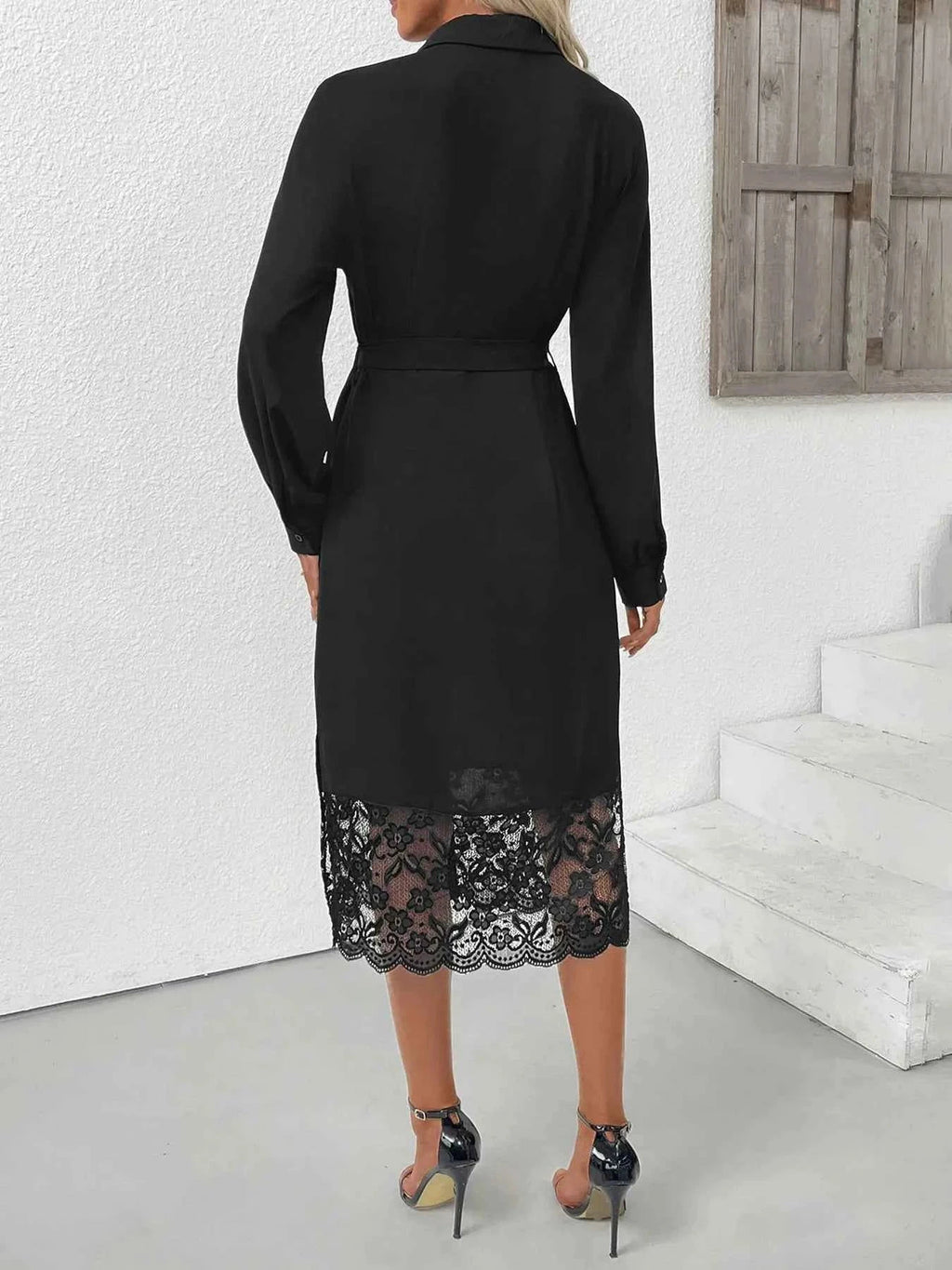 Lace Detail Button-Front Midi Shirt Dress da48fc0d24c1493bb196dfcf24330519-Max-Origin